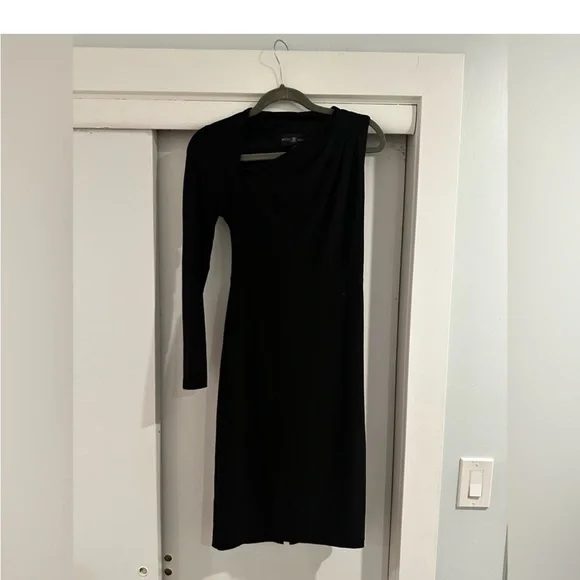 Betsy & Adam Black One-Shoulder Long Sleeve Sheath Dress Size 6 NWT - Picture 8 of 9